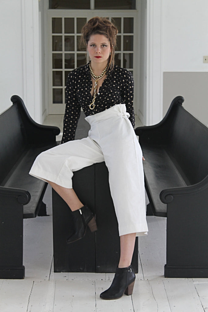 Winter White Gaucho Pants in Corduroy